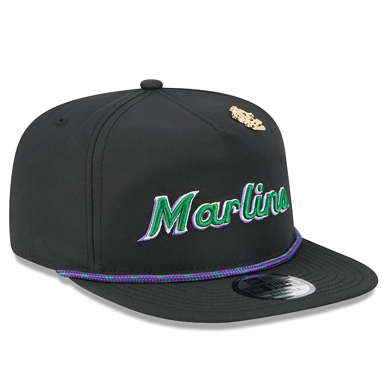 Casquette snapback New Era noire Miami Marlins 2025 Big League Chew Golfer pour homme