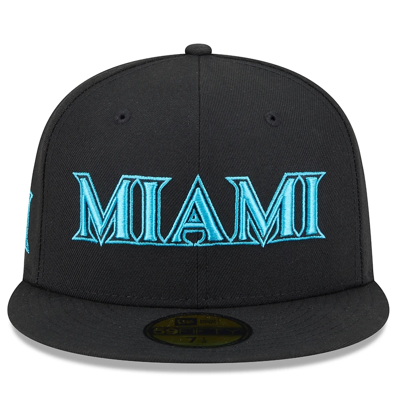Casquette ajustée 59FIFTY City Connect 2025 des Marlins de Miami New Era pour homme, noire