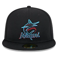 Men's New Era Black Miami Marlins 2025 MLB Clubhouse 59FIFTY Fitted Hat