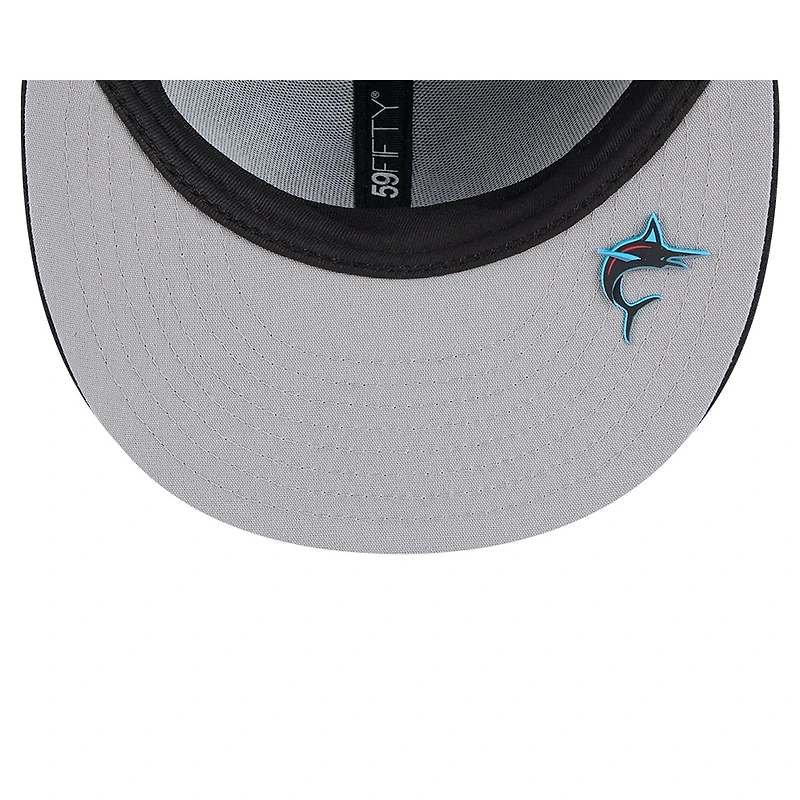 Men's New Era Black Miami Marlins 2025 MLB Clubhouse 59FIFTY Fitted Hat