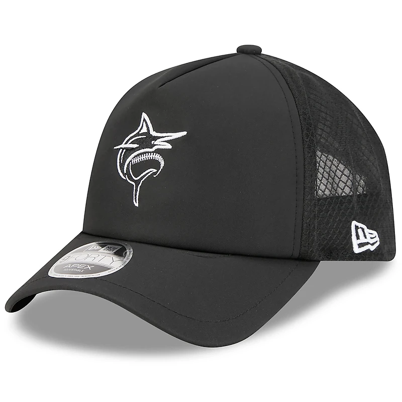 Casquette ajustable New Era noire Miami Marlins 2026 pour homme, modèle alternatif d'entraînement au bâton Apex 9FORTY