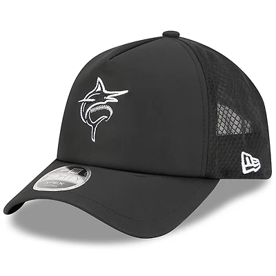 Casquette ajustable New Era noire Miami Marlins 2026 pour homme, modèle alternatif d'entraînement au bâton Apex 9FORTY