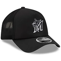 Men's New Era Miami Marlins 2026 Batting Practice Apex 9FORTY Adjustable Trucker Hat