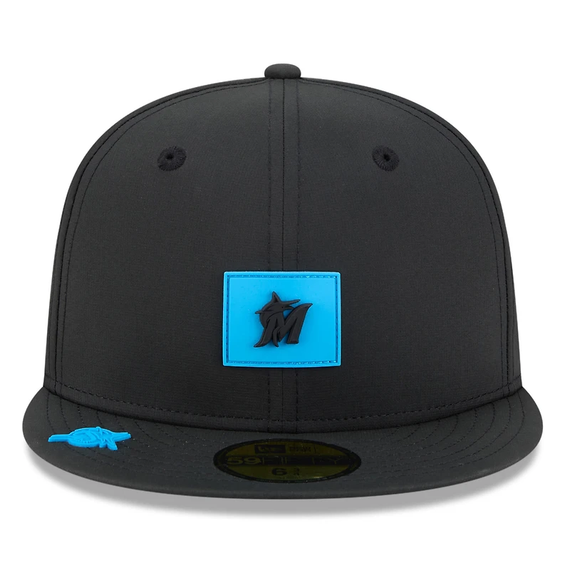Casquette ajustée New Era noire Miami Marlins 2026 Clubhouse 59FIFTY pour homme