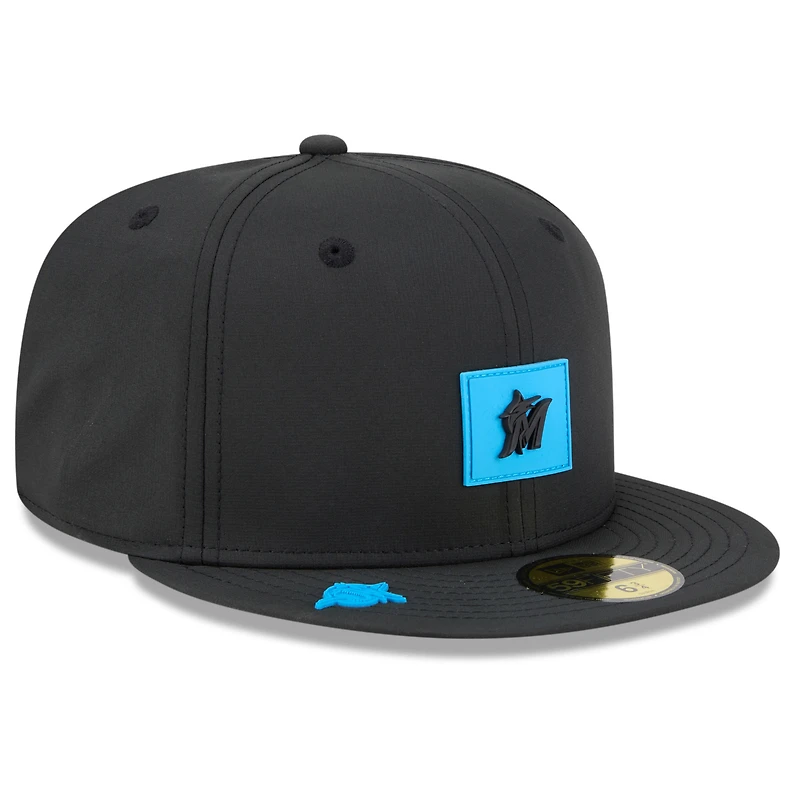 Casquette ajustée New Era noire Miami Marlins 2026 Clubhouse 59FIFTY pour homme