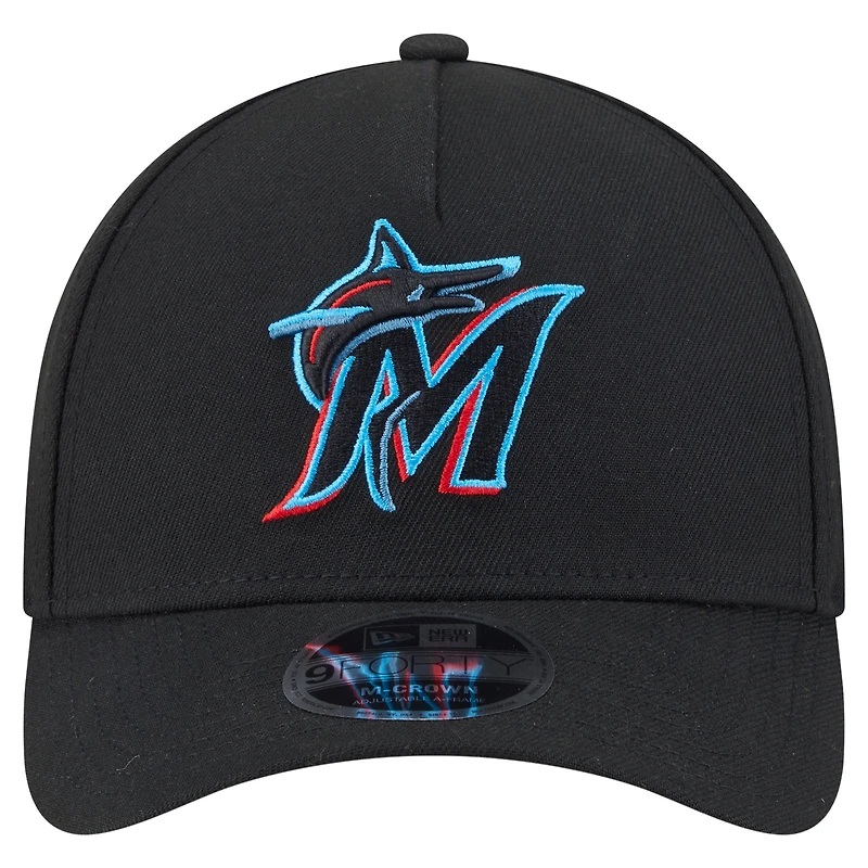 Casquette ajustable 9FORTY M-Crown Miami Marlins New Era noire pour homme