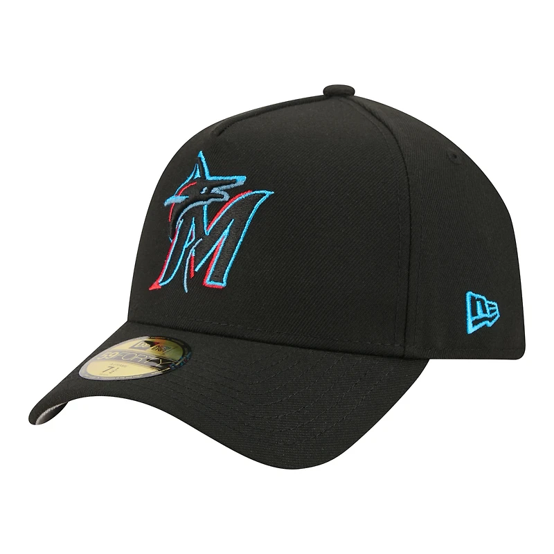 Men's New Era Black Miami Marlins A-Frame 59FORTY Fitted Hat