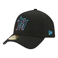 Men's New Era  Black Miami Marlins A-Frame 59FORTY Fitted Hat