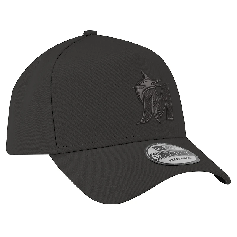 Men's New Era Black Miami Marlins A-Frame 9FORTY Adjustable Hat