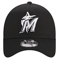 Casquette réglable A-Frame 9FORTY Trucker Miami Marlins noire New Era pour homme