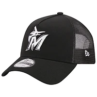 Casquette réglable A-Frame 9FORTY Trucker Miami Marlins noire New Era pour homme