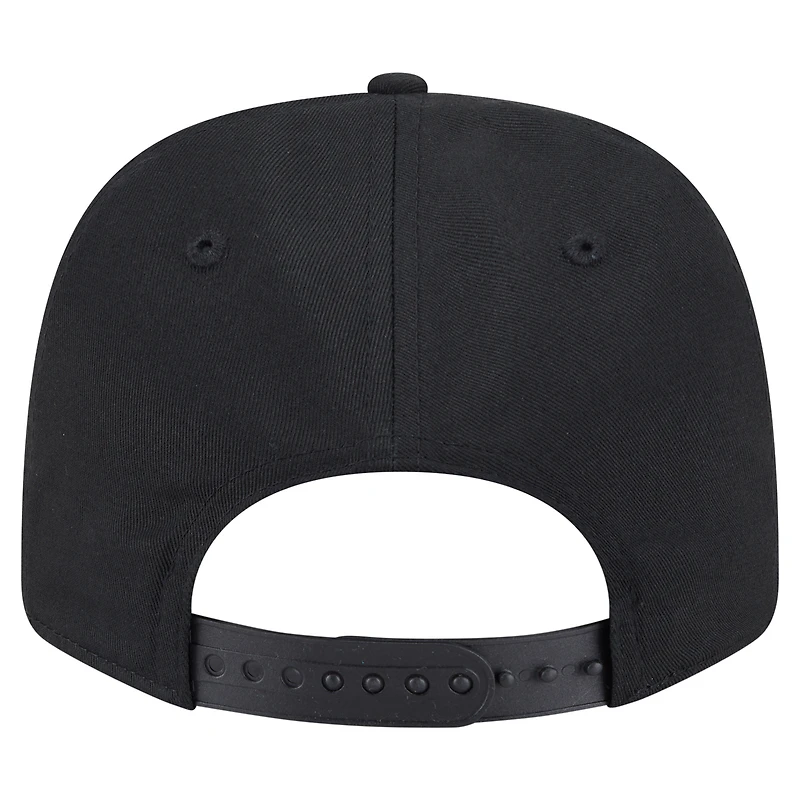 Casquette extensible à bouton-pression New Era noire Miami Marlins Circle Patch 9SEVENTY pour homme