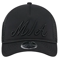 Casquette camionneur ajustable noire New Era 9FORTY City Initial des Marlins de Miami pour homme