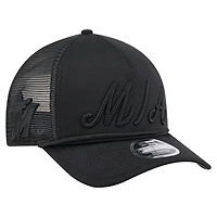 Men's New Era Black Miami Marlins City Initial 9FORTY A-Frame M-Crown Adjustable Trucker Hat