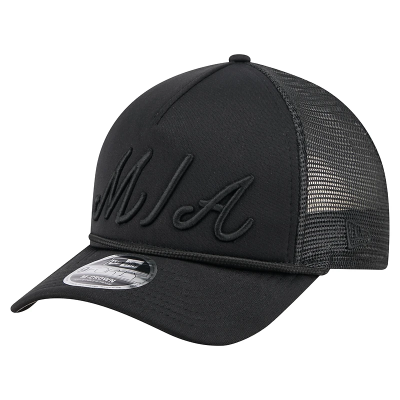 Casquette camionneur ajustable noire New Era 9FORTY City Initial des Marlins de Miami pour homme