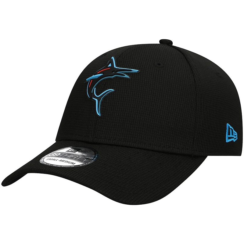 Casquette Flex New Era Miami Marlins Clubhouse Alternate 39THIRTY pour homme noire
