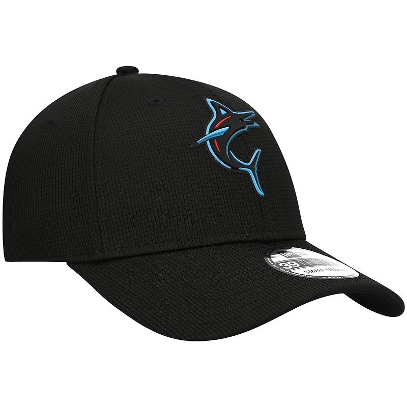 Casquette Flex New Era Miami Marlins Clubhouse Alternate 39THIRTY pour homme noire