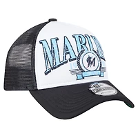 Casquette camionneur ajustable New Era noire Miami Marlins 9FORTY A-Frame pour homme
