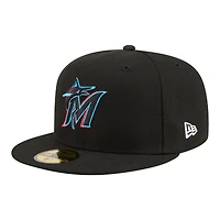 Casquette ajustée New Era 59FIFTY Hidden Hit noire Miami Marlins pour homme