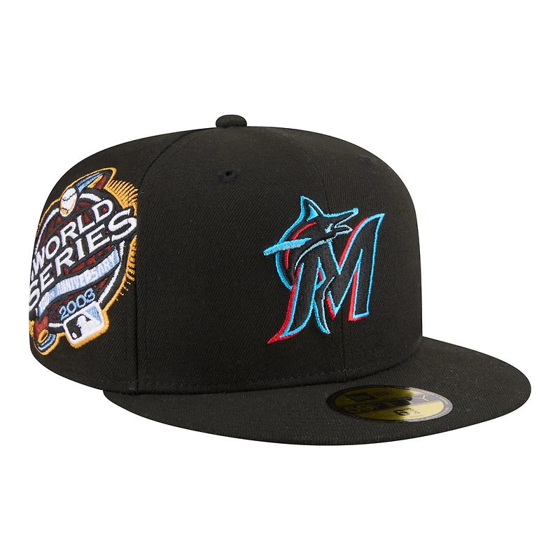Casquette ajustée New Era 59FIFTY Hidden Hit noire Miami Marlins pour homme