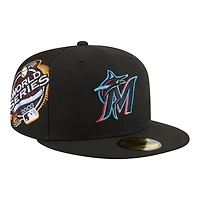 Casquette ajustée New Era 59FIFTY Hidden Hit noire Miami Marlins pour homme