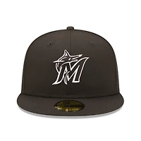 Men's New Era Black Miami Marlins Logo 59FIFTY Fitted Hat