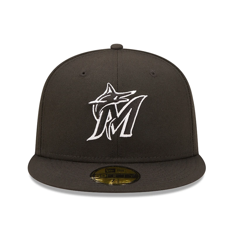 Men's New Era Black Miami Marlins Logo 59FIFTY Fitted Hat