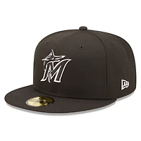 Men's New Era Black Miami Marlins Logo 59FIFTY Fitted Hat