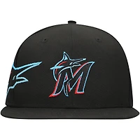 Men's New Era Black Miami Marlins Logo Strike 9FIFTY Snapback Hat