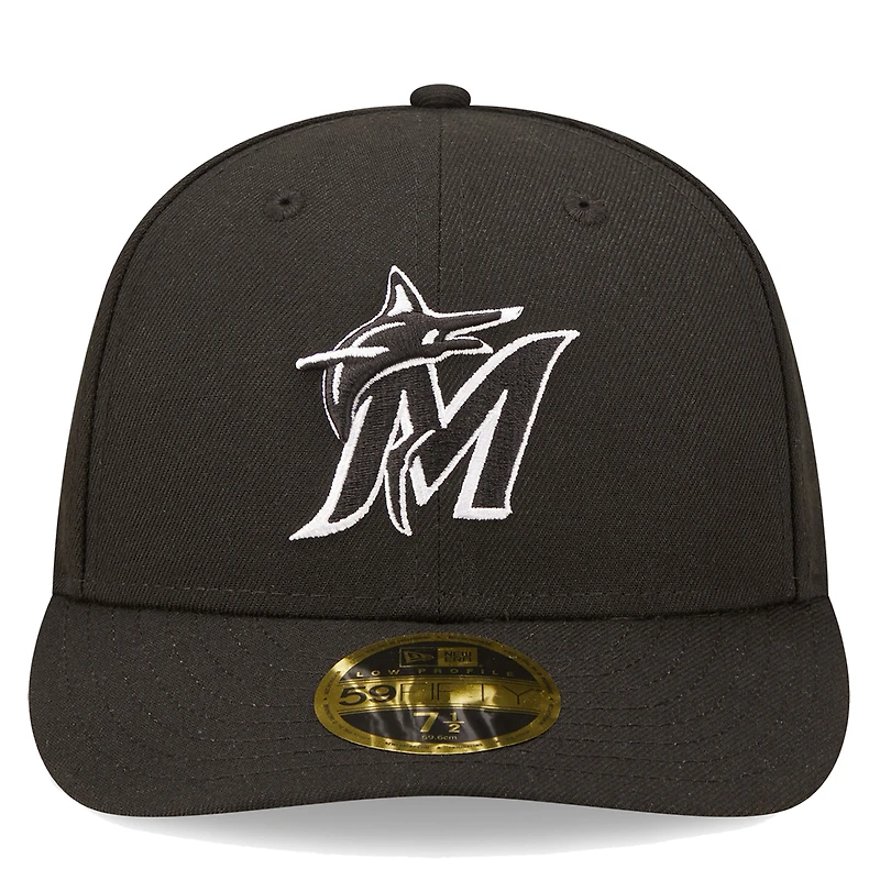 Men's New Era Black Miami Marlins Low Profile 59FIFTY Fitted Hat