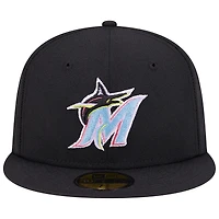 Men's New Era Black Miami Marlins Multi-Color Pack 59FIFTY Fitted Hat