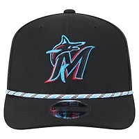 Casquette extensible à boutons-pression Miami Marlins Multi-Rope 9SEVENTY de New Era pour homme, noire