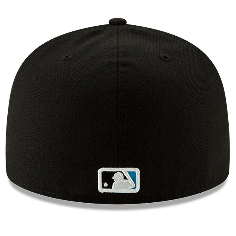 Casquette ajustée 59FIFTY du Temple de la renommée baseball national des Marlins Miami New Era noire pour hommes
