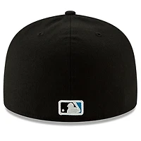 Casquette ajustée 59FIFTY du Temple de la renommée baseball national des Marlins Miami New Era noire pour hommes