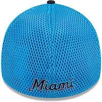 Casquette New Era noire Miami Marlins Neo 39THIRTY Flex pour hommes