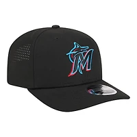 Men's New Era  Black Miami Marlins Performance 9SEVENTY Adjustable Hat