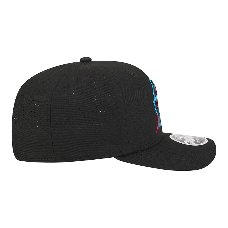Men's New Era Black Miami Marlins Performance 9SEVENTY Adjustable Hat