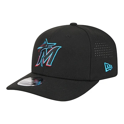 Casquette ajustable New Era noire Miami Marlins Performance 9SEVENTY pour homme