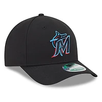 Men's New Era  Black Miami Marlins Player Replica 9FORTY Adjustable Hat