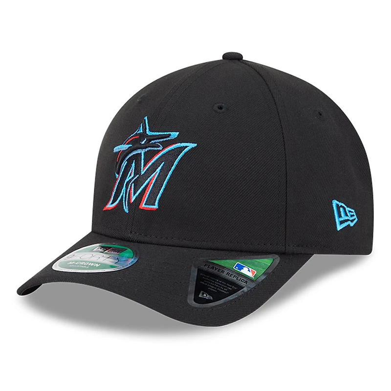 Casquette ajustable New Era noire Miami Marlins Player Replica 9FORTY pour homme