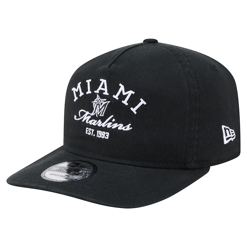 Men's New Era Black Miami Marlins Stacked 19TWENTY Adjustable Hat