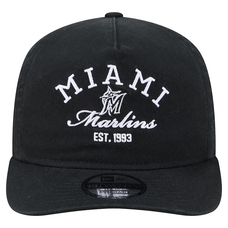 Men's New Era Black Miami Marlins Stacked 19TWENTY Adjustable Hat