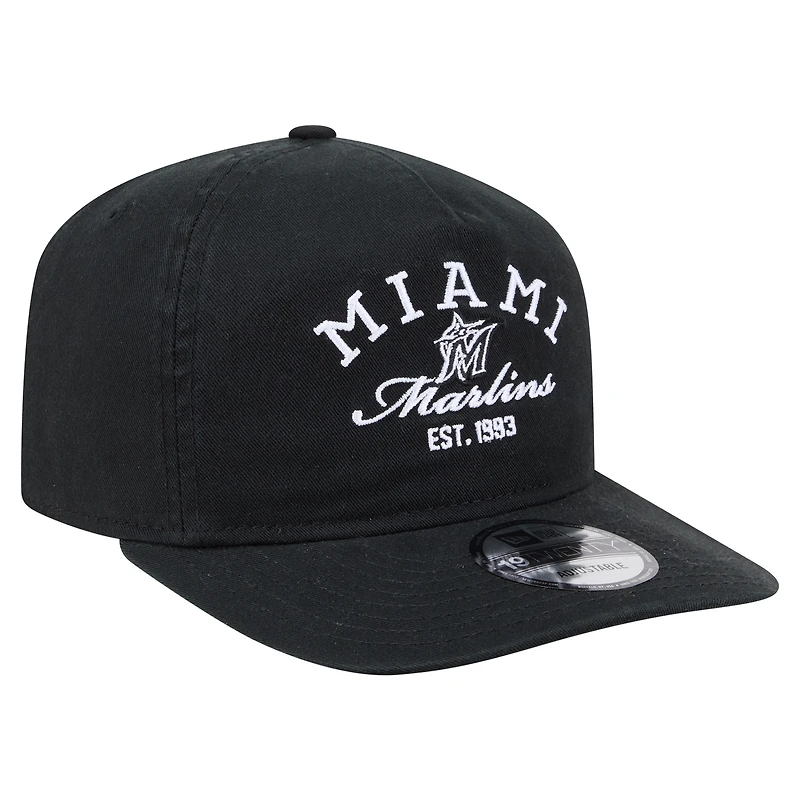 Men's New Era Black Miami Marlins Stacked 19TWENTY Adjustable Hat