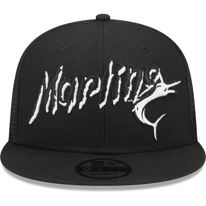 Casquette Snapback 9FIFTY Miami Marlins Street Trucker noire New Era pour homme