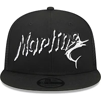 Casquette Snapback 9FIFTY Miami Marlins Street Trucker noire New Era pour homme