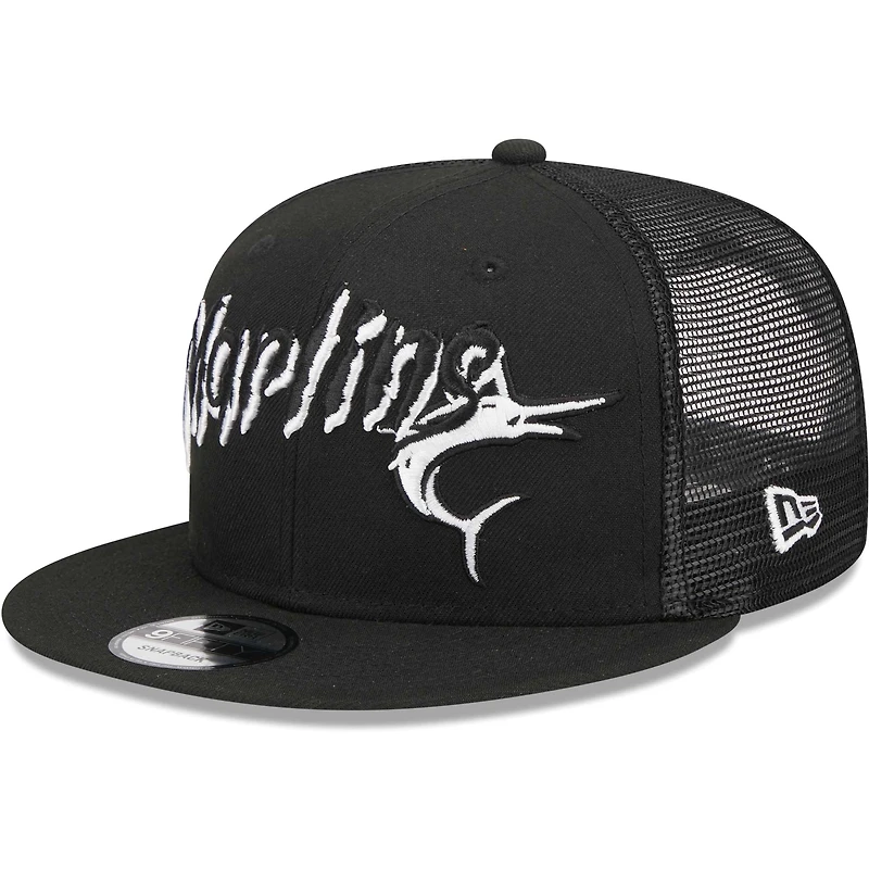 Casquette Snapback 9FIFTY Miami Marlins Street Trucker noire New Era pour homme