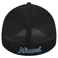 Casquette New Era 39THIRTY Flex noire à motif camouflage subtil des Miami Marlins pour homme