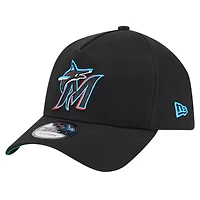 Men's New Era Black Miami Marlins Team Color A-Frame 9FORTY Adjustable Hat