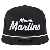Casquette de golf à visière snapback noire Miami Marlins pour homme New Era