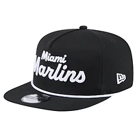 Casquette de golf à visière snapback noire Miami Marlins pour homme New Era